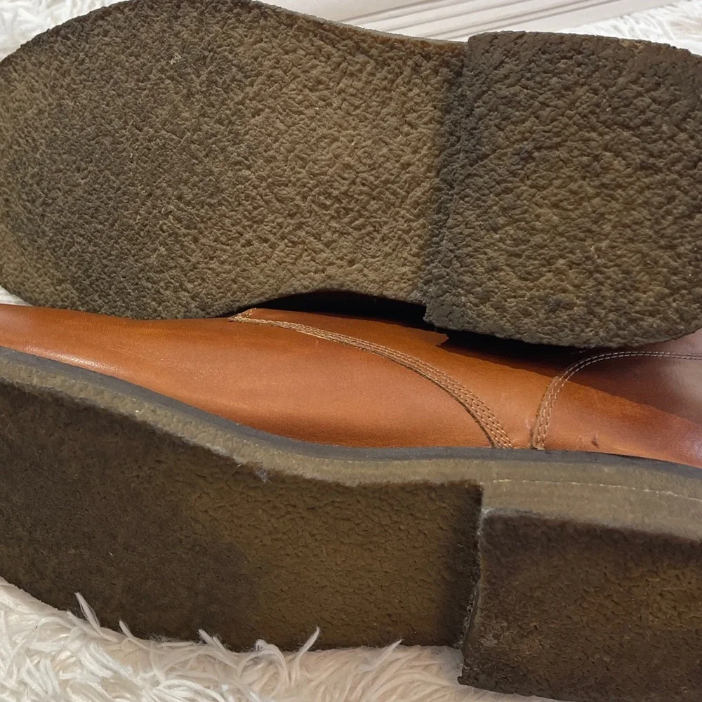 JOHNSTON & MURPHY Men's Brown Leather Ankle Boots SHEEPSKIN CHUKKA SIZE 14 M